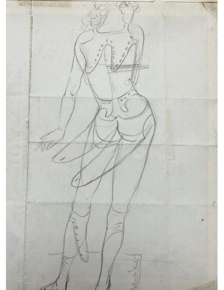 Salvador Dalí (Figueres, Gerona, 1904–1989)  Étude d’une figure de mode pour The American Weekly, 1935. Lápiz sobre papel.