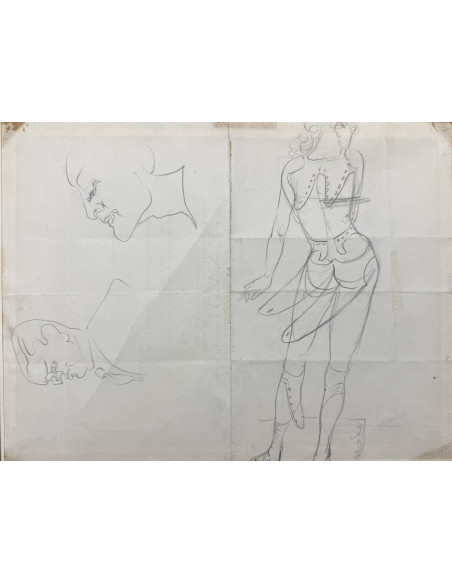 Salvador Dalí (Figueres, Gerona, 1904–1989)  Étude d’une figure de mode pour The American Weekly, 1935. Lápiz sobre papel.