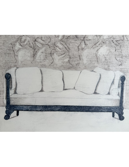 Elena Gago (A Coruña 1940 - 2011). Interior. Técnica mixta sobre tabla