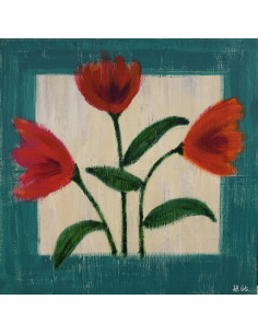 Mónica Coto. Flores. Mixta sobre lienzo. 2