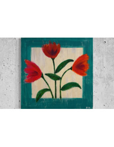Mónica Coto. Flores. Mixta sobre lienzo.