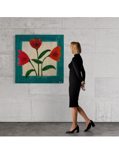 Mónica Coto. Flores. Mixta sobre lienzo.