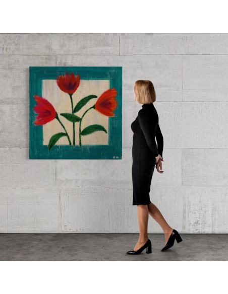 Mónica Coto. Flores. Mixta sobre lienzo.