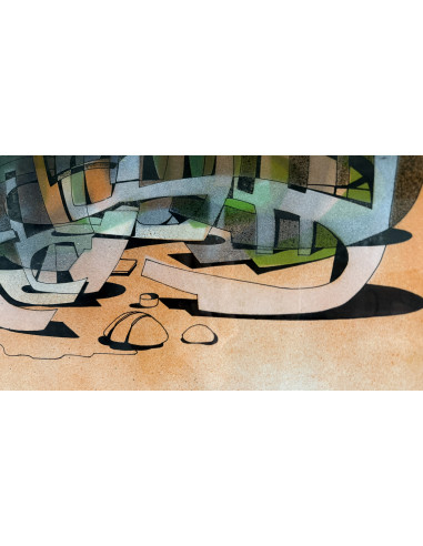 Tomás Pereira Revuelta. (A Coruña 1929-1993). S/t. Aerógrafo y tinta sobre cartulina.