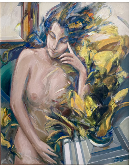 Daniel Merino. (Madrid, 1941 - 2011). Éxtasis. Óleo sobre lienzo.