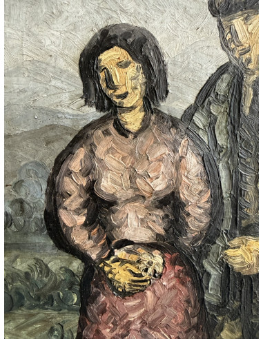 Manuel Pesqueira (Pontevedra, 1911-1988). Pareja. Óleo sobre lienzo.