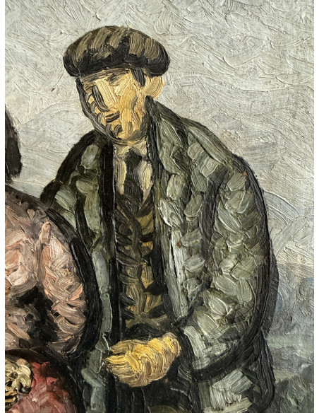 Manuel Pesqueira (Pontevedra, 1911-1988). Pareja. Óleo sobre lienzo.