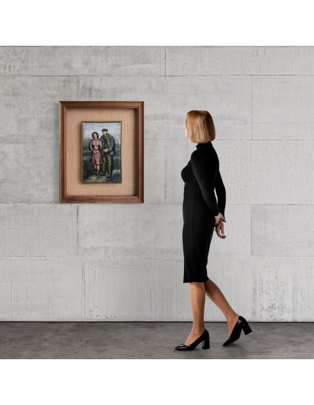 Manuel Pesqueira (Pontevedra, 1911-1988). Pareja. Óleo sobre lienzo.