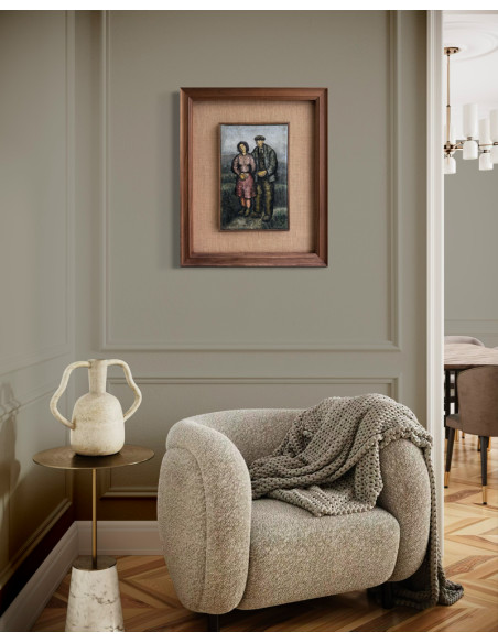 Manuel Pesqueira (Pontevedra, 1911-1988). Pareja. Óleo sobre lienzo.