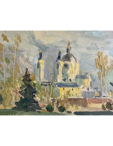 Tenreiro Brochón , Antonio (A Coruña, 1923 - 2006). Madrid. Óleo sobre tabla.