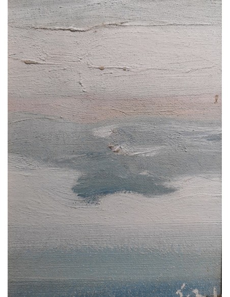 Antón Sobral Iglesias (Marín, 1952) Marina. Óleo sobre lienzo