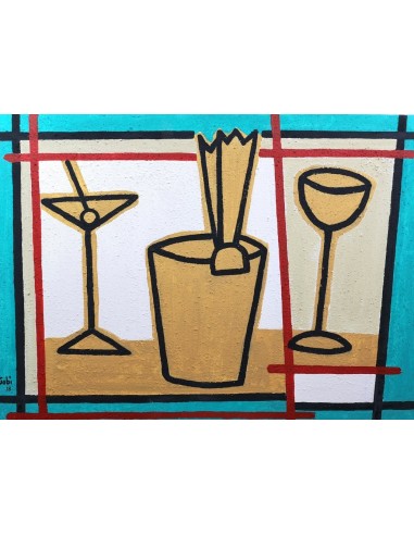 Gabi Carrera. Serie cocteleria. Técnica mixta sobre lienzo.