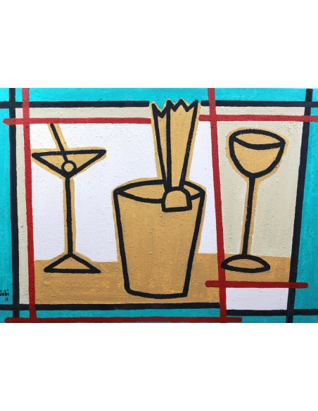 Gabi Carrera. Serie cocteleria. Técnica mixta sobre lienzo.