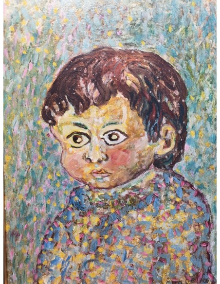 Eiravella (Pontevedra 1934 - 2019). O Neno. Óleo sobre tabla.