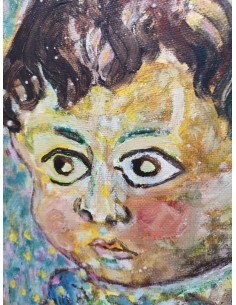 Eiravella (Pontevedra 1934 - 2019). O Neno. Óleo sobre tabla. 2