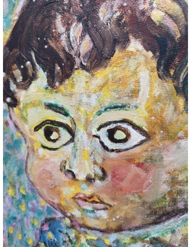 Eiravella (Pontevedra 1934 - 2019). O Neno. Óleo sobre tabla.