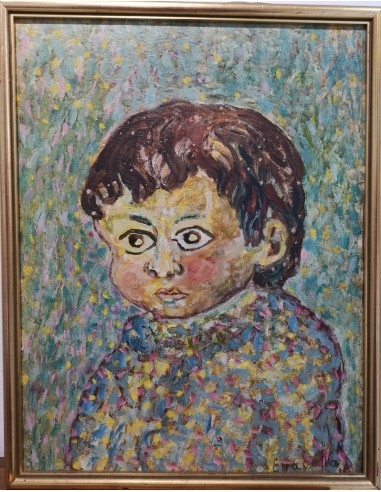 Eiravella (Pontevedra 1934 - 2019). O Neno. Óleo sobre tabla.