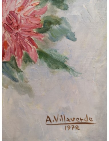 Villaverde Pumar, Antonia ( Carballo 1920 - Coruña 2018). Florero. Óleo sobre lienzo.