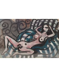 Jaime Tenreiro. (A Coruña 1955 - 2018). Odalisca. Mixta sobre papel.