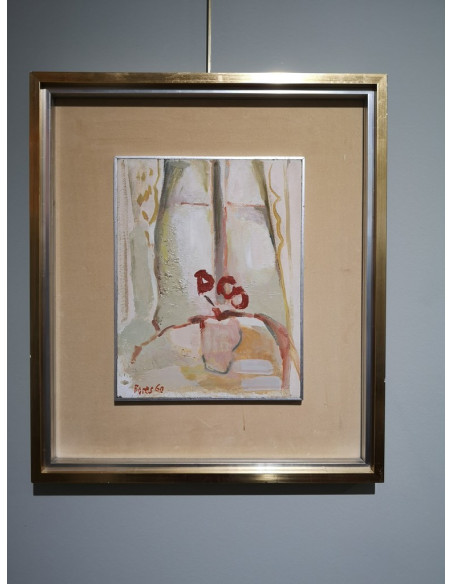 Bores López, Francisco. (Madrid,  1898 - Paris, 1972). Interior. Óleo sobre tablex.