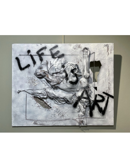 Omú, Oscar Costas (Coruña 1972) Life is Art. Mixta sobre lienzo.
