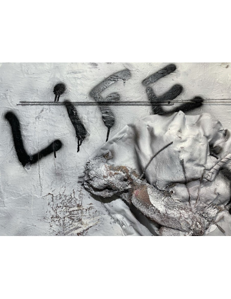 Omú, Oscar Costas (Coruña 1972) Life is Art. Mixta sobre lienzo.