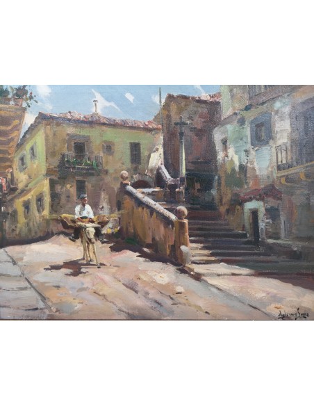 Iglesias Sanz, Antonio (Madrid, 1935 - 2013) Escena rural. Óleo sobre lienzo