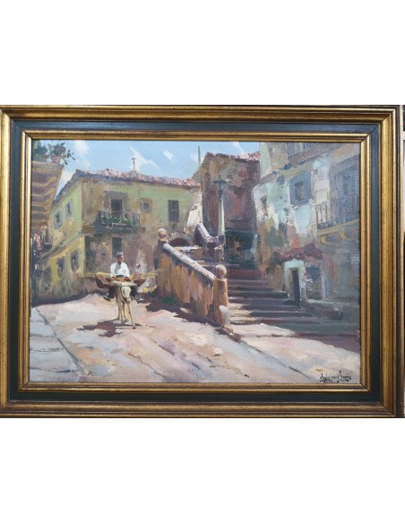 Iglesias Sanz, Antonio (Madrid, 1935 - 2013) Escena rural. Óleo sobre lienzo