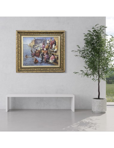 García López, José Manuel (Madrid, 1952). Mujeres en Ganges. Óleo sobre lienzo.