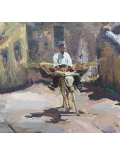Iglesias Sanz, Antonio (Madrid, 1935 - 2013) Escena rural. Óleo sobre lienzo 2