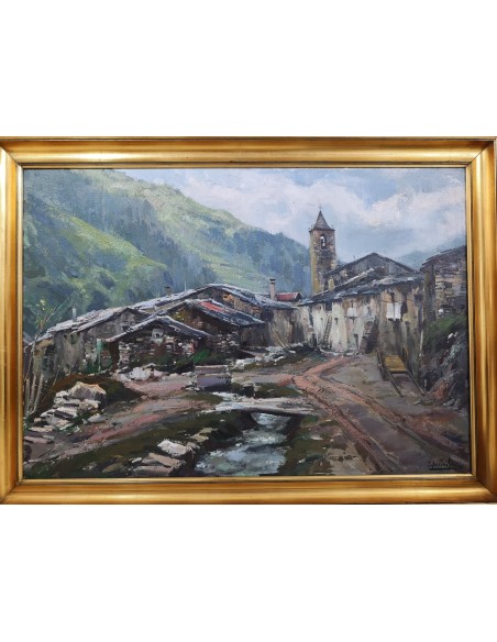 Iglesias Sanz, Antonio (Madrid, 1935 - 2013) Escena rural. Óleo sobre lienzo