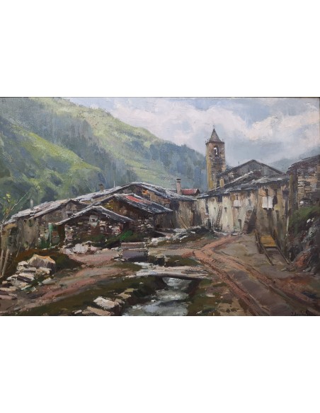 Iglesias Sanz, Antonio (Madrid, 1935 - 2013) Escena rural. Óleo sobre lienzo