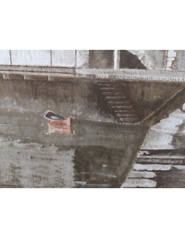 Luzuriaga, Juan Ramón (Bilbao, 1938). Desde el muelle. Ondarroa. Óleo sobre lienzo