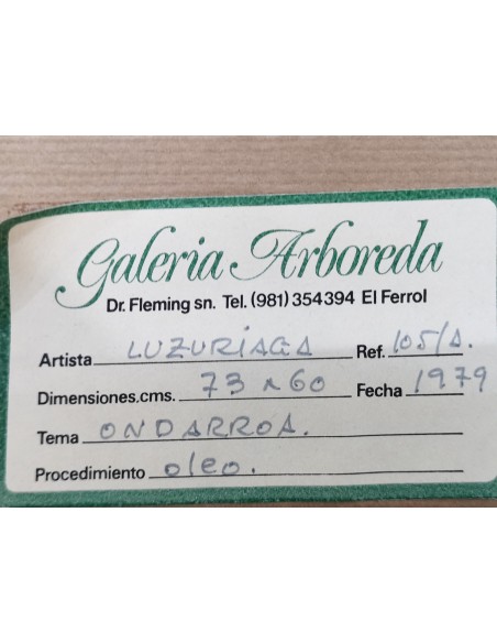 Luzuriaga, Juan Ramón (Bilbao, 1938). Desde el muelle. Ondarroa. Óleo sobre lienzo