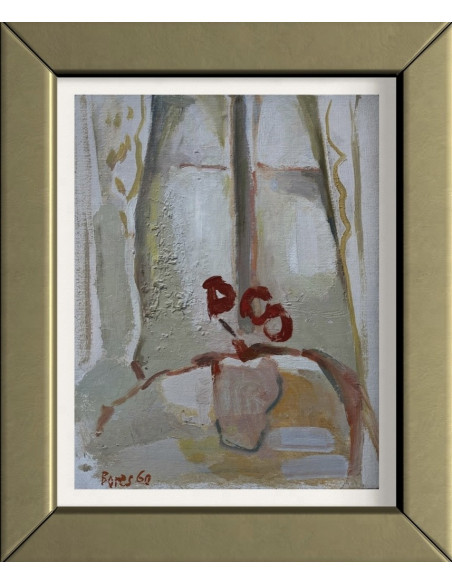 Bores López, Francisco. (Madrid,  1898 - Paris, 1972). Interior. Óleo sobre tablex.
