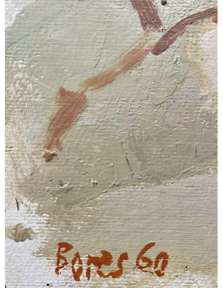 Bores López, Francisco. (Madrid,  1898 - Paris, 1972). Interior. Óleo sobre tablex.