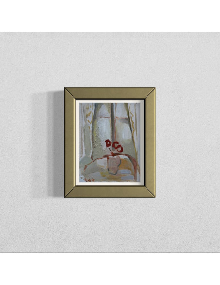 Bores López, Francisco. (Madrid,  1898 - Paris, 1972). Interior. Óleo sobre tablex.