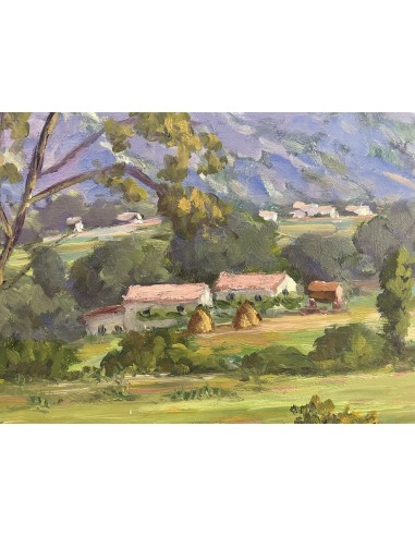 José Francisco Pérez Martínez (A Coruña, 1907-1985). Paisaje. Óleo sobre tabla.