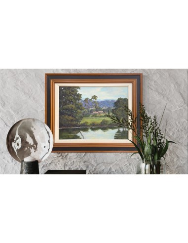 José Francisco Pérez Martínez (A Coruña, 1907-1985). Paisaje. Óleo sobre tabla.