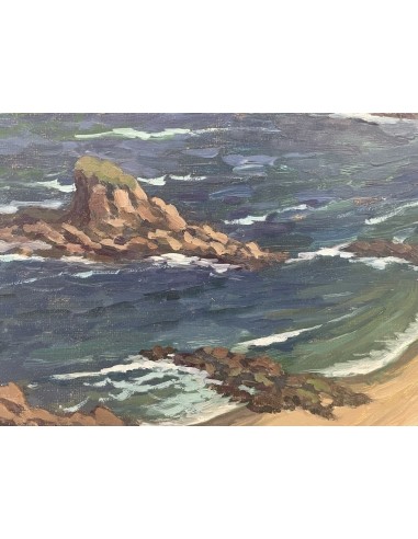 José Francisco Pérez Martínez (A Coruña, 1907-1985). Playas. Óleo sobre tabla.