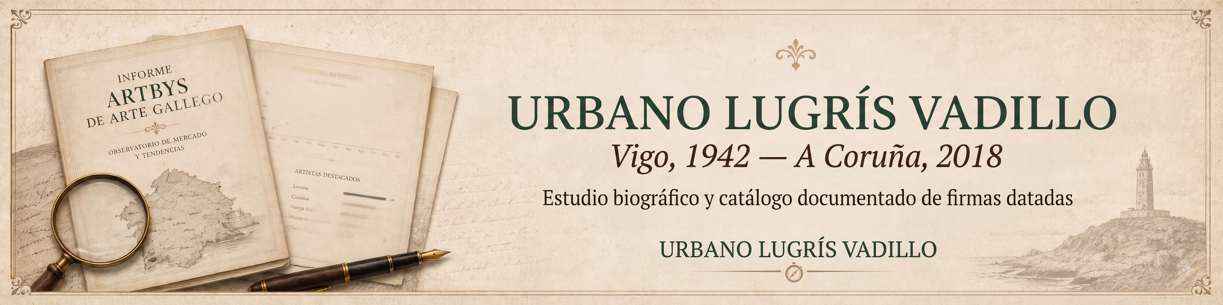 Panel de firmas datadas de Urbano Lugrís Vadillo, 1963–2018