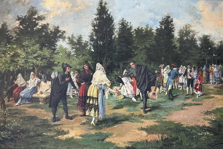 Gerardo Meléndez y Conejo, Fiesta en el parque, óleo sobre lienzo